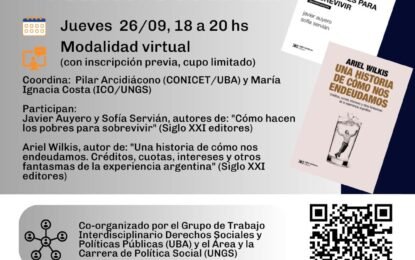 Nuevo diálogo entre libros sobre políticas sociales. El jueves 26 de septiembre, de 18 a 20 hs, modalidad virtual (con inscripción previa, cupo limitado)