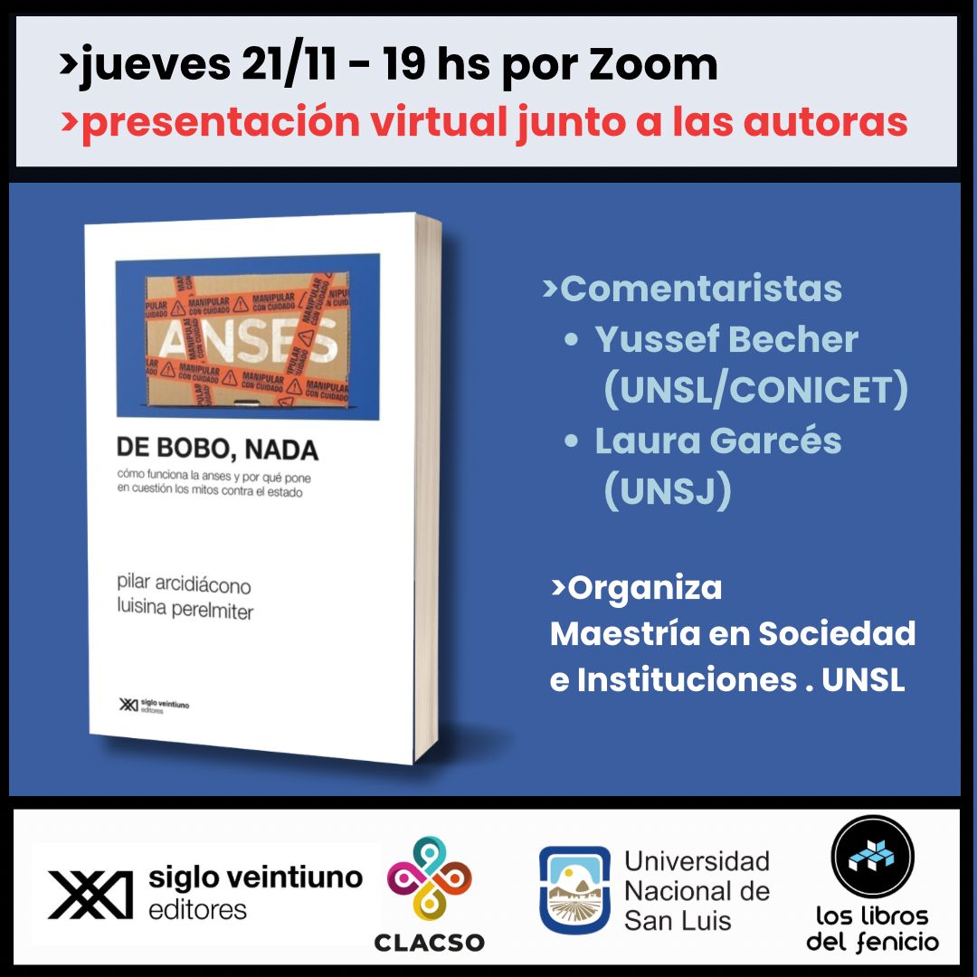 Jueves 21 de noviembre a las 19 h por Zoom. Presentación virtual del libro «De bobo, nada…».