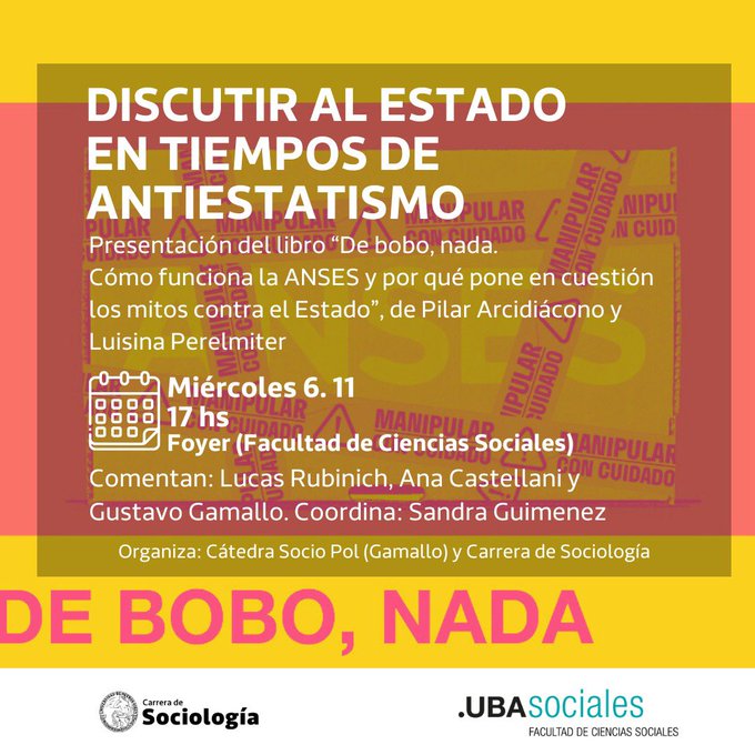 Este miércoles 6 de noviembre, presentación de libro en UBA Sociales.