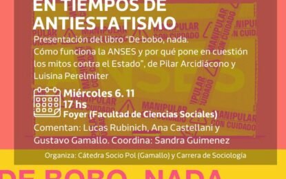 Este miércoles 6 de noviembre, presentación de libro en UBA Sociales.