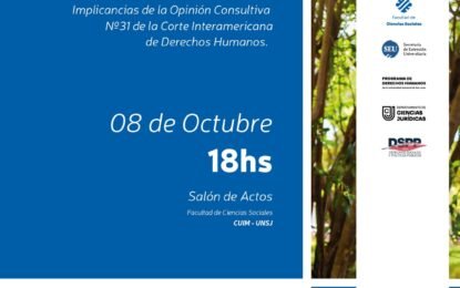 Panel «El cuidado es un Derecho Humano». 8 de octubre 18hs, Salón de Actos, Facultad de Ciencias Sociales, CUIM UNSJ
