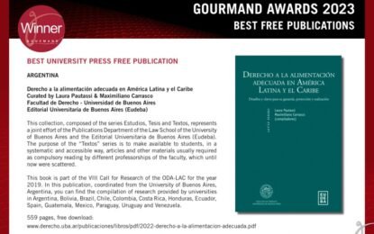 El libro “Derecho a la alimentación adecuada en América Latina y el Caribe. Desafíos y claves para su garantía, protección y realización” recibe un reconocimiento internacional.